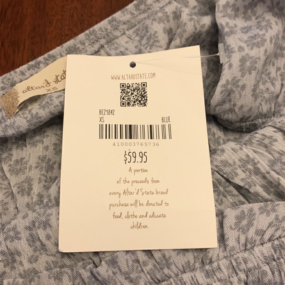 altar’d state blue floral long sleeve cropped tie front blouse Size XS NWT - Picture 7 of 8